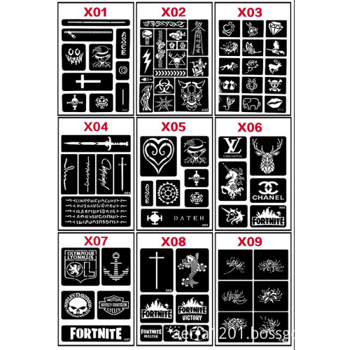 9Pcs/Set No Repeat Temporary Tattoo Waterproof